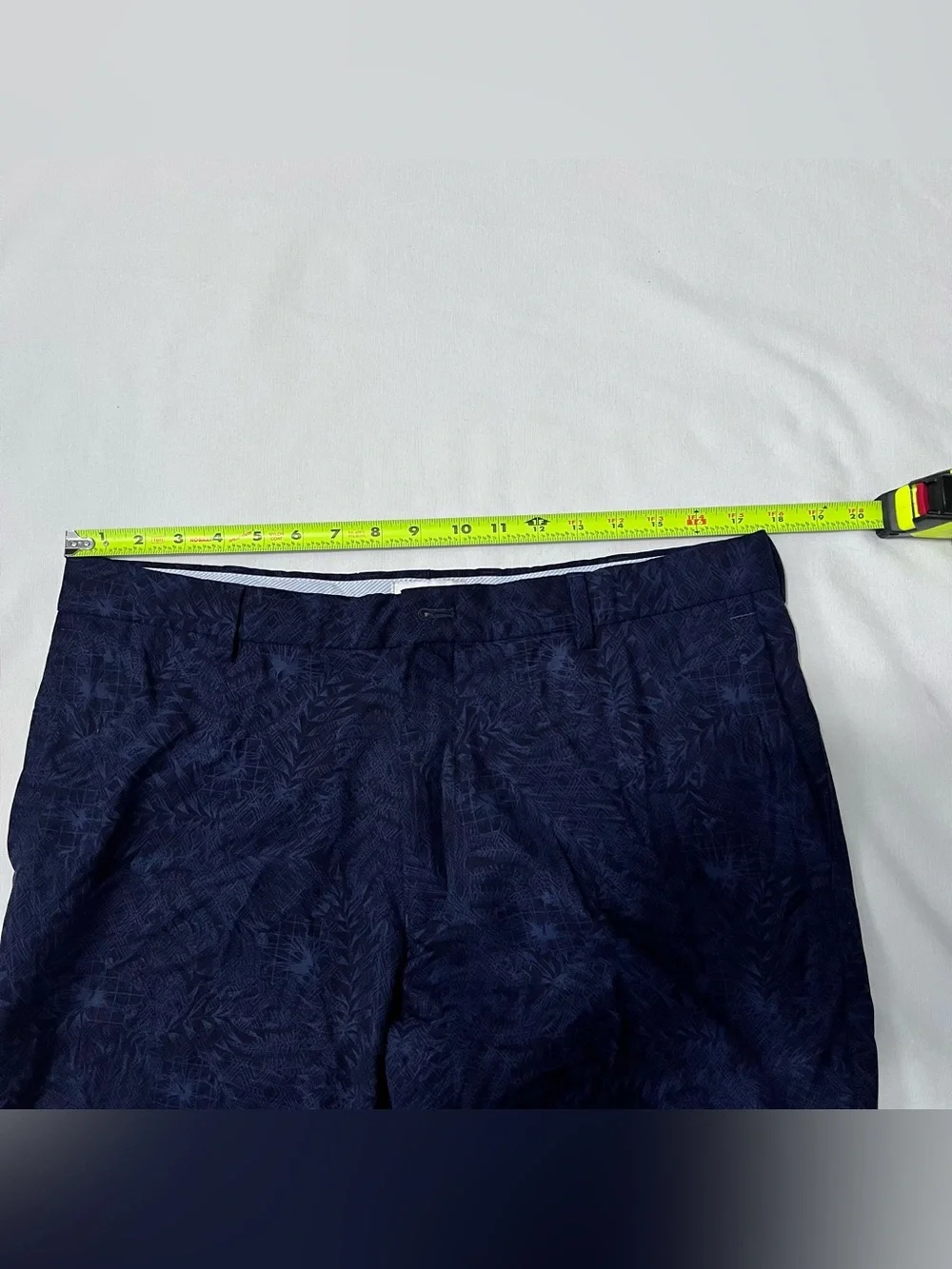 Peter Millar Crown Sport Navy Tropical Palm Print Golf Shorts 9” 35